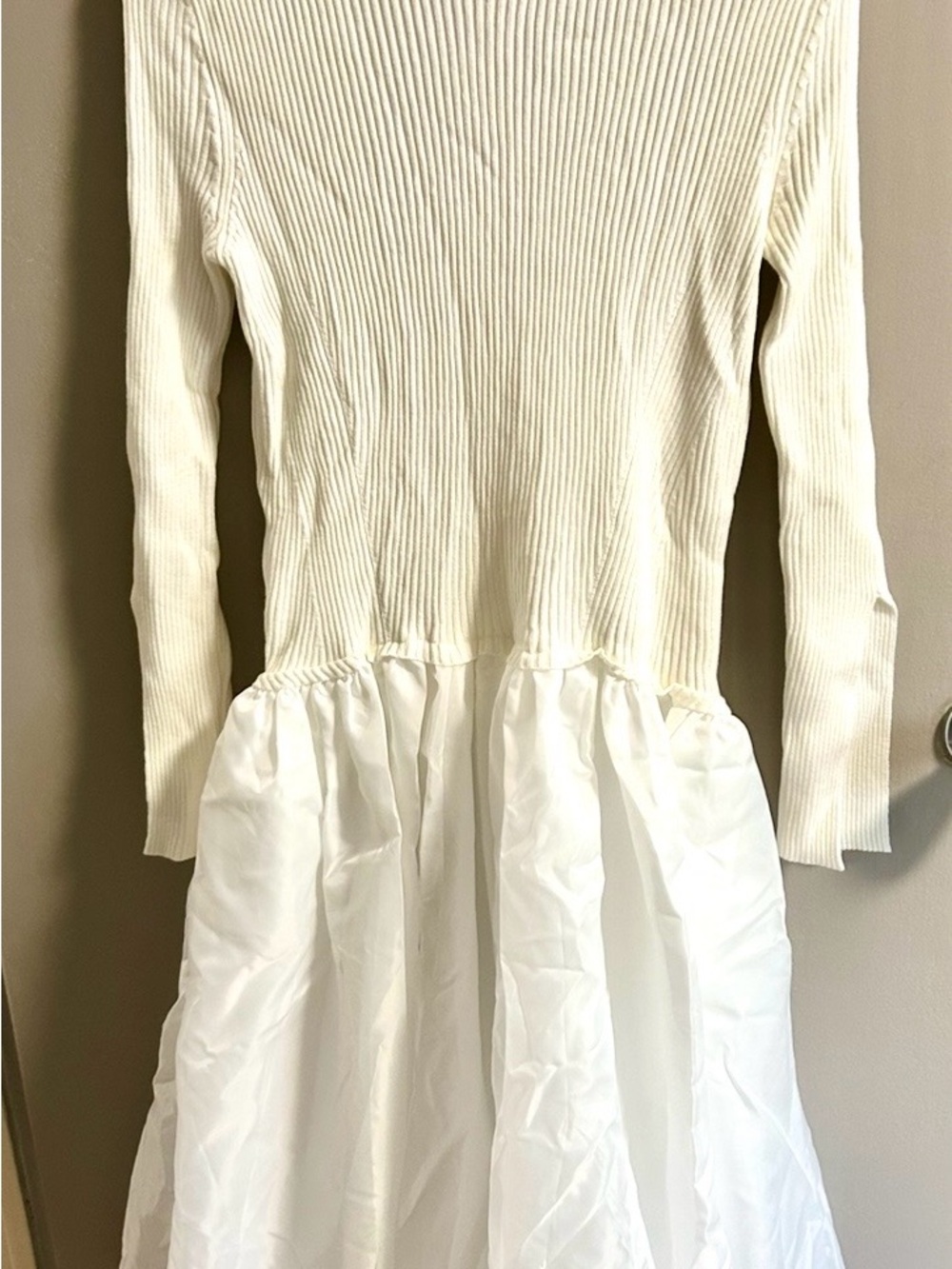 NWOT Popular Instagram Boutique Ivory Ribbed Bubble Hem Sweater Dress